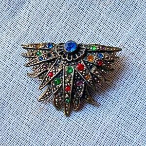 Vintage 1930s–40s Winged Rhinestone Fur Clip Art Deco